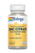 Solaray Zinc Citrate + Semilla Calabaza 60 VegCaps