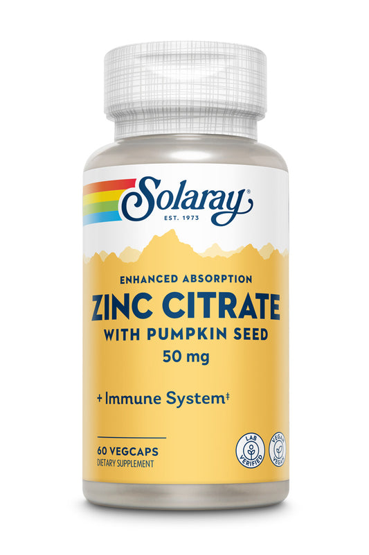 Solaray Zinc Citrate + Semilla Calabaza 60 VegCaps