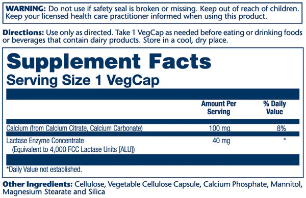 Solaray Lactasa 40mg 4000 FCC 100 VegCaps